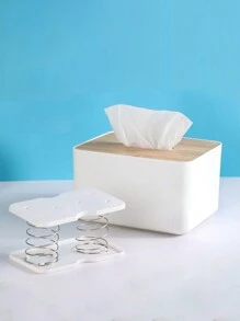 1pc Creative Spring-loaded Tissue Box Holder For Home Living Room, Suitable For Car, Kitchen, Office Tissue Storage Box - M - View 1