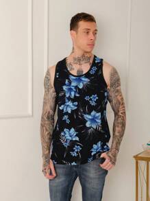 Men Tank Tops - Blue - View 2