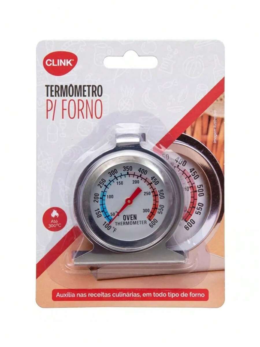 TERMÔMETRO DE FORNO ANALÓGICO   -  MEDIDOR DE TEMPERATURA - Prata - Visão 1