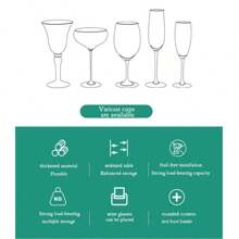 1pc Wine Glass Under Cabinet Hanging Rack, For Kitchen, Bar, Living Room, No Drill Stemware Shelf - Black - View 5