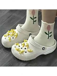 New Creative Diy Resin Banana Shoe Flower Decoration Set For Beach Shoes And Purses, Detachable Accessory, 15pcs/set - Multicolor - View 2