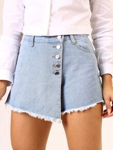 Women Denim Skirts - Màu xanh lam - Xem 2