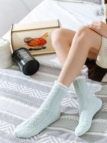 7 pares de calcetines de dormir de felpa de coral gruesa hasta el tobillo, cómodos, para mujer, para otoño e invierno - Multicolor - Ver 2