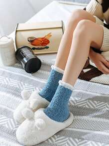 7 pares de calcetines de dormir de felpa de coral gruesa hasta el tobillo, cómodos, para mujer, para otoño e invierno - Multicolor - Ver 3