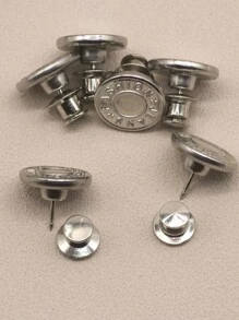 6 件组合套装无需钻孔可调节牛仔裤腰部纽扣，金属纽扣无需缝制尺寸调整，适合牛仔裤夏季、秋季、万圣节 - 銀色 - 查看 2