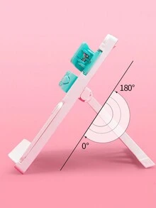 多功能閱讀書立,便攜式可摺疊書架,帶夾子可用於書桌,適用於學生 - 粉色 - 查看 4
