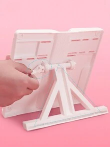 多功能閱讀書立,便攜式可摺疊書架,帶夾子可用於書桌,適用於學生 - 粉色 - 查看 5