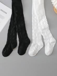 2pcs Girls' Heart Patterned Tights - Multicolor - View 6