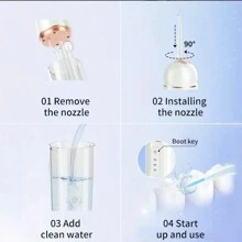 1pc Rechargeable Water Flosser With 4 Nozzles, Portable Oral Irrigator, Cordless Dental Floss, Diy Mode - White - View 3