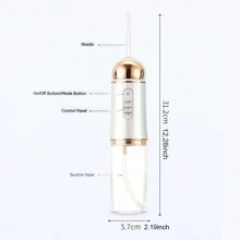 1pc Rechargeable Water Flosser With 4 Nozzles, Portable Oral Irrigator, Cordless Dental Floss, Diy Mode - White - View 5