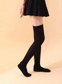 Medias Negras Por Encima De La Rodilla - Negro - Ver 2