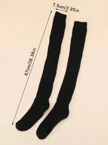 Medias Negras Por Encima De La Rodilla - Negro - Ver 4