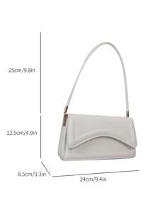 Stylish And Simple Solid Color Vintage Shoulder Bag - White - View 3