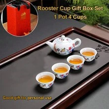 1 Ấm pha trà & 4 Cốc Gà Cúp Gốm sứ Bộ Với Hộp Quà - Nhiều màu - Xem 9