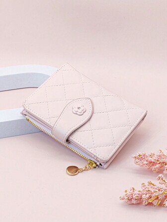 MINGYOU 女士时尚带扣短款软 PU 钱包迷你拉链硬币多功能卡包学生钱包女士钱包钱夹小钱包