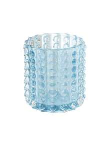 1pc Crystal Glass Makeup Brush Organizer With Comb And Eyebrow Pencil Storage Container - Blue - View 1