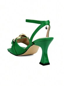 LOB Footwear Sculptural Heel Sandal, Gold Chain Detail, Elegant Emerald Green Fashion, For Women, 91703489 - Green - View 6