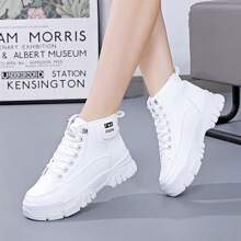 女式戶外舒適透氣減震前繫帶高幫運動鞋 - 白色 - 查看 4