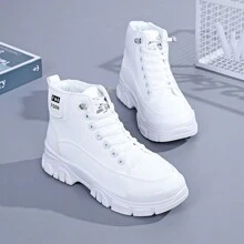 女式戶外舒適透氣減震前繫帶高幫運動鞋 - 白色 - 查看 1