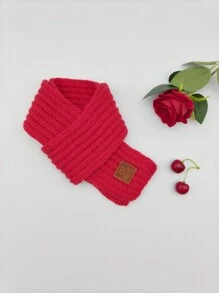 1 chiếc khăn len đỏ cho trẻ mới biết đi từ 1-5 tuổi, ấm áp và dễ thương, mùa thu và mùa đông - Đỏ - Xem 1