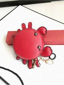 New Fashionable Little Crab Designed Children Girls' Clutch Pu Leather Bag With Pendant Primary School Student's Bag Cute Key Bag Pink Lightweight Fashion Gift Gift Accessories Decor White-Collar Workers For Male For Female Keychain Wallet Wallet Keychain For Women Wallet Mini Wallet Purse Wallet Coin Wallet - Red - View 3