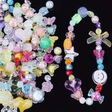 Yiwu Qiyou Accessories Co., LTD 30克/1.06盎司 1-3厘米随机混合亚克力珠，适合制作女士手链、项链和手机链 - 彩色 - 查看 4