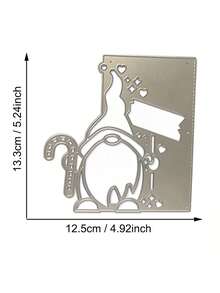 1pc Christmas Cane Gnome Invitations Cutting Dies Cut Stencils Card Paper Craft DIY Template Album Embossing Scrapbooking - Silver - View 4