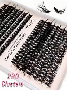 Asiteo 30d 40d混合個別睫毛280入lash Clusters Diy Lash 40d 9-16mm混合睫毛,配有seal Lash和bond Glue,牢固持久的黏附睫毛套裝 - 黑色 - 查看 3