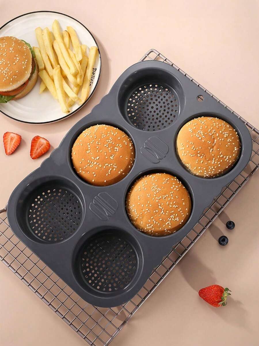 1 Miếng Silicone Hamburger Khuôn Khay nướng bánh , Nướng 2 - Xám - Xem 1
