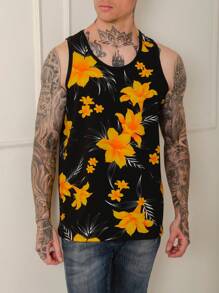 Men Tank Tops - Yellow - View 1