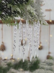 12pcs Clear Acrylic Icicle Ornaments With Screw Thread For Outdoor House, Tree, Christmas Decoration - Clear - View 2