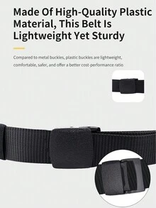 1pc Men's Simple Casual Belt With Plastic Buckle, Suitable For Daily Wear - Black - View 7