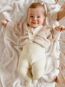 1 件装婴儿宝宝罗纹打底裤吊带裤连裤袜针织紧身裤连裤袜保暖长筒袜