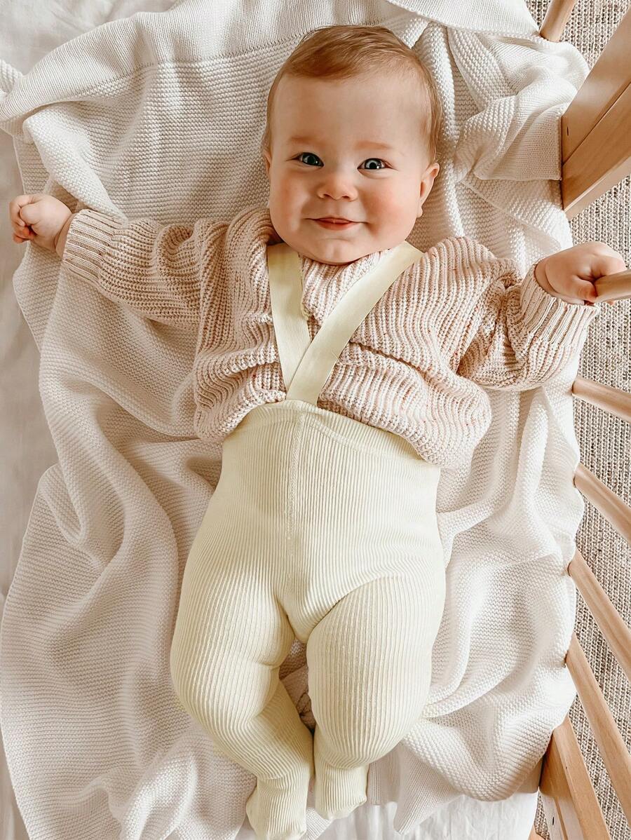 1 件装婴儿宝宝罗纹打底裤吊带裤连裤袜针织紧身裤连裤袜保暖长筒袜