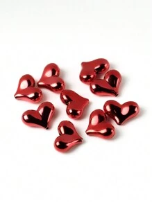 10pcs UV Plating Color Acrylic Beads Heart Shape Loose Beads Charms For Jewelry Making DIY Necklace Bracelets Accessories Valentines - Red - View 9