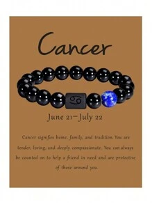 1入組黃虎眼石彩珠彈性生肖手環能量手環,男女生日禮物、節日禮物、紀念日禮物