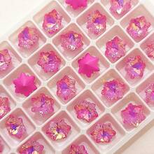 40入組12mm*12mm超級閃亮雪花形狀玻璃水晶鑲嵌配件,用於衣服、鞋子、頸鏈、戒指、手鍊、耳環、頭飾、手機殼diy裝飾,適用於聖誕節和萬聖節 - 玫瑰紅 - 查看 6