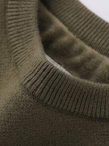 Annil Boys' Round Neck Plush Sweater Knit Winter Thick Baby Warm Top Grey