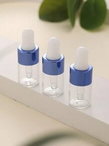 3入組2ml小型玻璃滴管瓶套裝,搭配閃亮藍色瓶蓋,帶蓋小樣瓶,適用於必備旅行精油、化妝品液體樣品、香水 - 彩色 - 查看 1