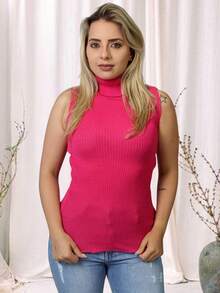 Women Knit Tops - 玫紅色 - 查看 7