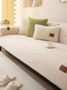 仿羊羔毛絨布沙發坐墊,現代極簡歐美風格,四季通用客廳防滑耐刮沙發座套 - 淺褐色的 - 查看 2