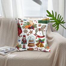 聖誕圖案枕套,帶裝飾聖誕老人騎士設計,適合家用沙發墊、門衛 - 彩色 - 查看 2