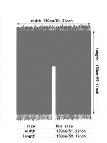 1 件女式大碼黑色人造羊絨流蘇披肩圍巾,兩用辦公毯,簡約時尚日常使用 - 黑色 - 查看 4