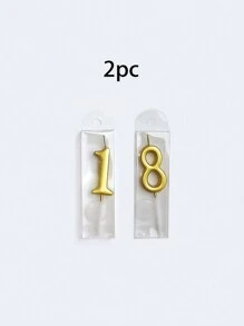 18 岁生日蜡烛 3D 数字节日蛋糕装饰蜡烛 适合男孩和女孩礼物金色蜡烛 2 件 - 金色 - 查看 5