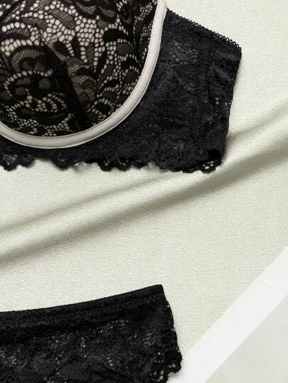 Nina Bonheur Swimsuit Fabric Kanten Molded Cup Underwear Set Steel Wire Ring BH Panties Lingerie view 5