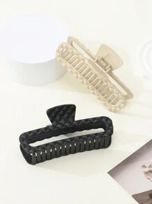 2pcs/set Large Size Diamond & Frosted Matte Finish Hair Claw Clips For Women, Suitable For Daily Use - Multicolor - View 4