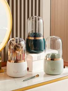 1個化妝品旋轉防塵刷具收納架,適用於梳妝臺桌面筆口唇膏眼影架子 - 白色 - 查看 2