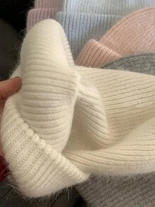 FADZOYLE 1ps Black Slouchy Cuffed Beanie Hats For Women Winter Knitted Caps Soft Warm Snug Snow Ski Unisex Adult Knit Hat - Black - View 7