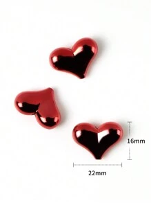 10pcs UV Plating Color Acrylic Beads Heart Shape Loose Beads Charms For Jewelry Making DIY Necklace Bracelets Accessories Valentines - Red - View 3