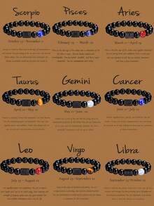 1入組黃虎眼石彩珠彈性生肖手環能量手環,男女生日禮物、節日禮物、紀念日禮物